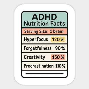 ADHD Nutrition Facts Sticker
